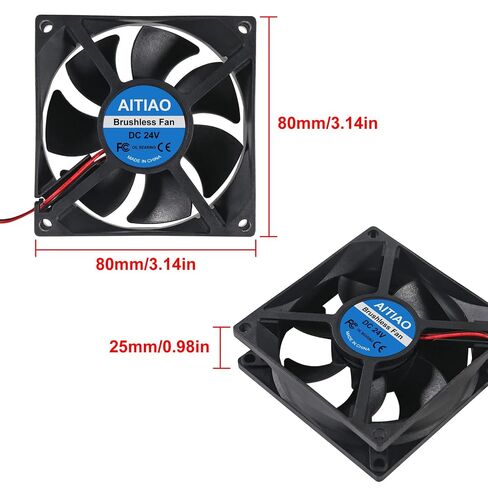 4PCS 80mm Fan 24V DC Brushless Cooling Fan 80mm 3.15 inch 2 Pin XH-2.54 8025 High Performance Cooling Fans for Computer Case CPU Cooler RV Refrigerator in Kuwait