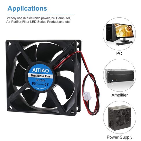 4PCS 80mm Fan 24V DC Brushless Cooling Fan 80mm 3.15 inch 2 Pin XH-2.54 8025 High Performance Cooling Fans for Computer Case CPU Cooler RV Refrigerator in Kuwait