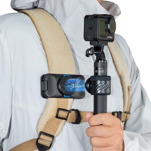 حامل عصا سيلفي مغناطيسي، حامل عصا سيلفي على ظهره قابل للتعديل 360 درجة متوافق مع Gopro 13/12/11/10، DJI Action 5 Pro/4/3، Insta360 X5/X4 والمزيد in Kuwait
