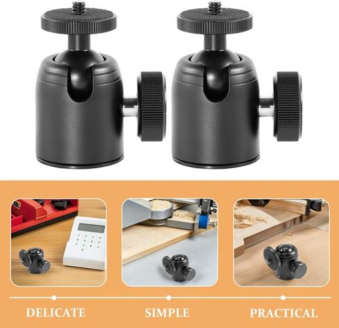 2pcs Metal Camera Ball Head Mount 1/4 3/8 Threads | 360 Degree Rotating, Tilt Swivel Control, Black Aluminum Alloy, for Cameras and LED Video Lights in Kuwait