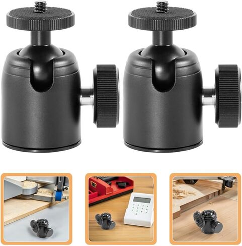 2pcs Metal Camera Ball Head Mount 1/4 3/8 Threads | 360 Degree Rotating, Tilt Swivel Control, Black Aluminum Alloy, for Cameras and LED Video Lights in Kuwait