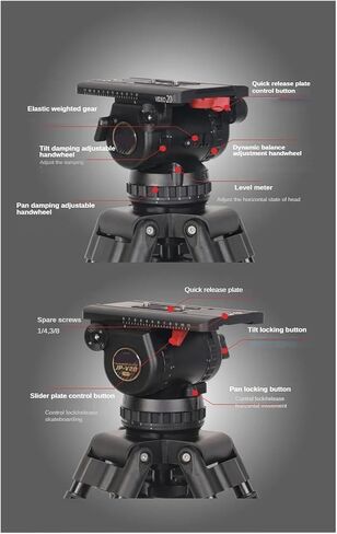 Video 20 30KG Broadcast Head Fluid Geared Heavy Duty Pro Video Camera Tripod 100mm Bowl Pan Bar in Kuwait