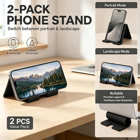 2 Pack Silicone Phone Stand Foldable Flexible Multi-Angle Adjustable Holder in Kuwait
