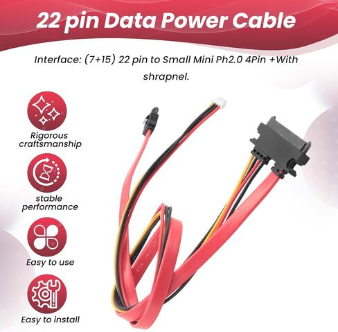 SATA Data Power Cable 22Pin 7+15 Pin Connector 50cm for HDDs in Kuwait