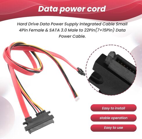 SATA Data Power Cable 22Pin 7+15 Pin Connector 50cm for HDDs in Kuwait