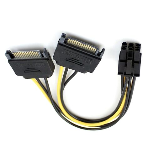 xiwai Dual Two SATA 15 Pin Male to 6 Pin Female Card PCI-e Express Graphics Video Card Power Cable 15cm in Kuwait