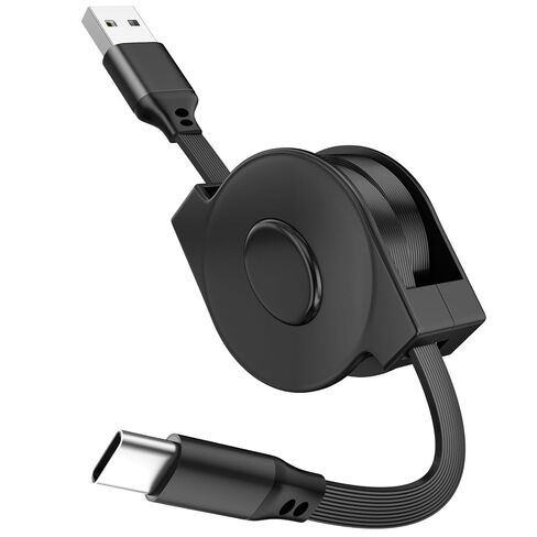 USB A to USB C Cable Retractable Car Charger Cord Type C 3FT,Black in Kuwait