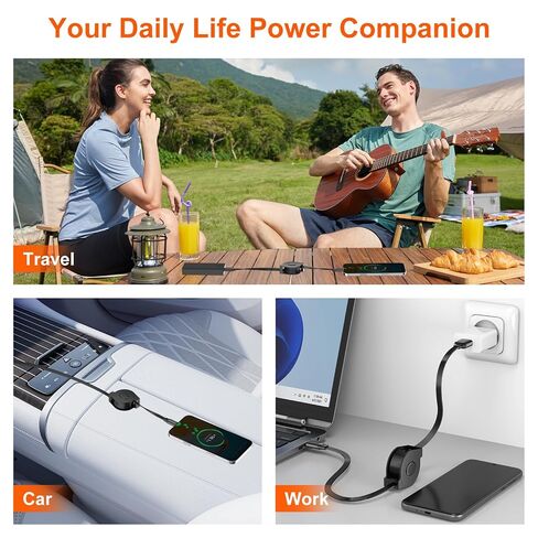 USB A to USB C Cable Retractable Car Charger Cord Type C 3FT,Black in Kuwait