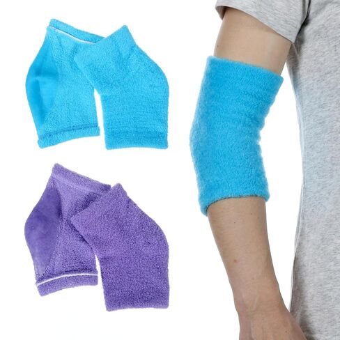 oruola 2 Pairs Elbow Protectors for Elderly,Elbow Moisturizing Sleeve,Dry Elbow Treatment, for Moist Chapped Dry Skin Care, Cover Heel Socks, Elbow Sleeves,Blue & Purple in Kuwait