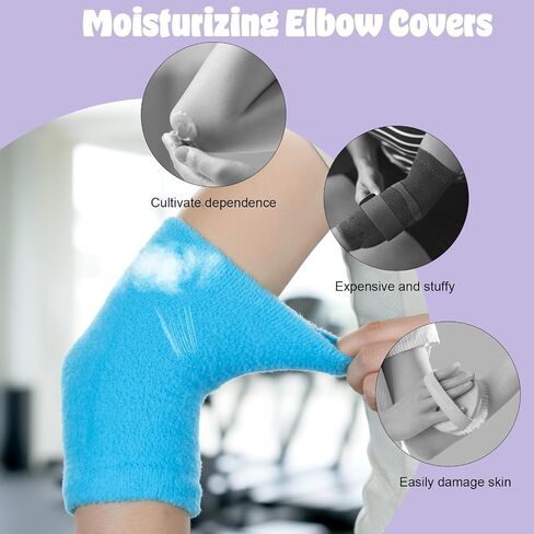 oruola 2 Pairs Elbow Protectors for Elderly,Elbow Moisturizing Sleeve,Dry Elbow Treatment, for Moist Chapped Dry Skin Care, Cover Heel Socks, Elbow Sleeves,Blue & Purple in Kuwait