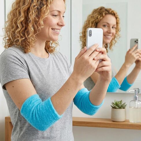 oruola 2 Pairs Elbow Protectors for Elderly,Elbow Moisturizing Sleeve,Dry Elbow Treatment, for Moist Chapped Dry Skin Care, Cover Heel Socks, Elbow Sleeves,Blue & Purple in Kuwait