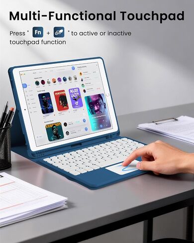 LAMA Compatible for iPad 10.2" 9th 8th 7th Generation Case with Keyboard, iPad Air 10.5"(3rd Gen)/iPad Pro 10.5 in Bluetooth Keyboard Case, Multi-Touch Trackpad, 7 Colors Backlit, Pencil Holder, DBL in Kuwait