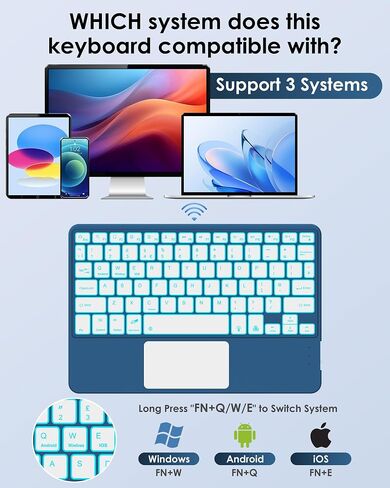 LAMA Compatible for iPad 10.2" 9th 8th 7th Generation Case with Keyboard, iPad Air 10.5"(3rd Gen)/iPad Pro 10.5 in Bluetooth Keyboard Case, Multi-Touch Trackpad, 7 Colors Backlit, Pencil Holder, DBL in Kuwait