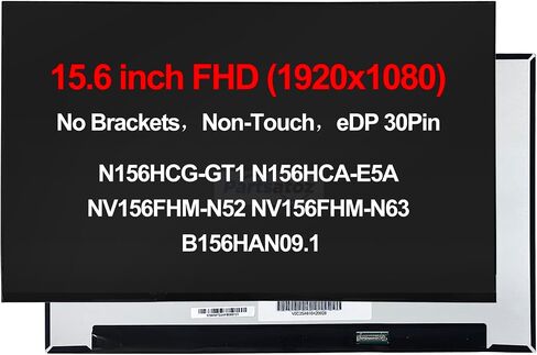 N156HCA-E5B E5A 15.6 inch FHD 1920x1080 eDp 30 Pins IPS Slim Non-Touch LED Screen LCD Display Panel N156HCG-GT1 NV156FHM-N52 NV156FHM-N63 NV156FHM-N4V N4H N4L N4T B156HAN09.1 02.5 (No Tabs) in Kuwait