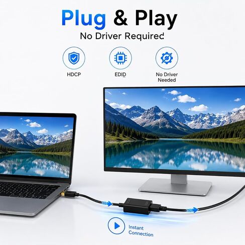 Mini DisplayPort to HDMI Adapter, 4K@30Hz Mini DP to HDMI Converter Cable, Thunderbolt Compatible, Portable 25cm Adapter for MacBook Pro/Air, Surface Pro, ThinkPad, Monitor, TV, Projector in Kuwait