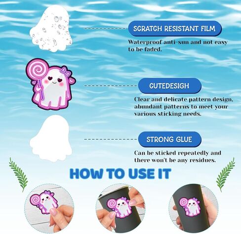 120PCS Neon Pink Cute Ghost Stickers, Pink Halloween Party Favors Birthday Party Decorations Vinyl Waterproof Stickers for Water Bottle Laptop Luggage Helmet Gifts for Teens Boys Girls Adult in Kuwait