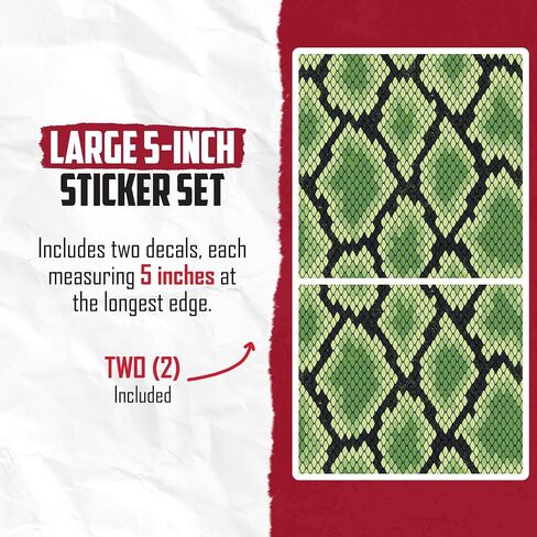 Green Snake Skin Pattern Stickers - Alternative Reptilian Design - Grunge Aesthetic Animal Print Decal - 2 Pack - 5 Inch Design - Smooth Surface Vinyl Stickers - Printed in the USA - IHS21963 in Kuwait