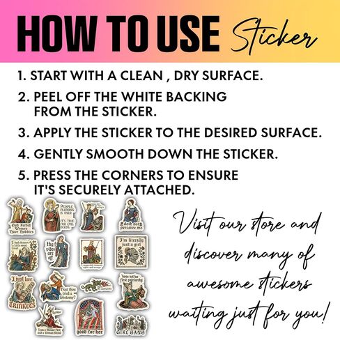 VOTANTA (15 Pcs, 3 inch) - Feminist Medieval Stickers Pack, Woman Rights Medieval Meme Sticker, Dark Humor Vintage Wench Sarcastic Quotes Social Justice Gifts Decoration for Laptops, Phones, Bottles in Kuwait