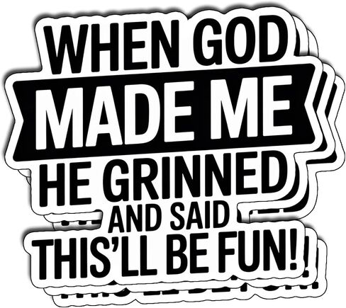 3PCS When God Made Me He Grinned and Said This’ll Be Fun Christian Vinyl Stickers, Funny Faith Quote Decals for Water Bottles, Laptops, Tumblers, Journals and Personal Items, 3 Inch in Kuwait