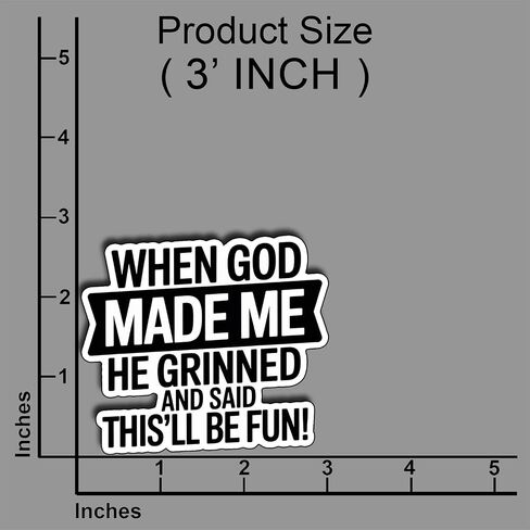 3PCS When God Made Me He Grinned and Said This’ll Be Fun Christian Vinyl Stickers, Funny Faith Quote Decals for Water Bottles, Laptops, Tumblers, Journals and Personal Items, 3 Inch in Kuwait