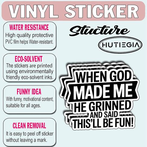 3PCS When God Made Me He Grinned and Said This’ll Be Fun Christian Vinyl Stickers, Funny Faith Quote Decals for Water Bottles, Laptops, Tumblers, Journals and Personal Items, 3 Inch in Kuwait