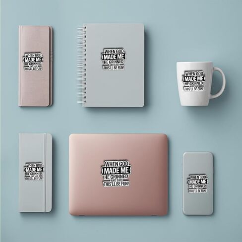 3PCS When God Made Me He Grinned and Said This’ll Be Fun Christian Vinyl Stickers, Funny Faith Quote Decals for Water Bottles, Laptops, Tumblers, Journals and Personal Items, 3 Inch in Kuwait