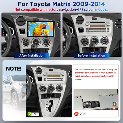 Car Radio Upgrade for Toyota Matrix 2009-2014, DSP, Carplay, YouTube Online in Kuwait