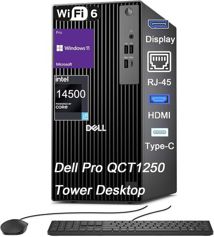 Dell Pro QCT1250 Desktop, New OptiPlex Version, Intel Core I5-14500, up to 5.0 GHz 32GB DDR5 2TB SSD, DisplayPort+ HDMI, USB-C, Windows 11 Pro, with Keyboard & Mouse in Kuwait