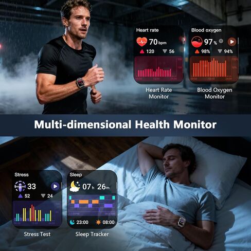 Blackview GPS Smart Watch for Men with ChatGPT, AI Translator, Compass & Flashlight/100-Day Battery/Bluetooth Calling/Health Monitor/100+ Sports,Fitness Tracker for iPhone/Android Phones in Kuwait