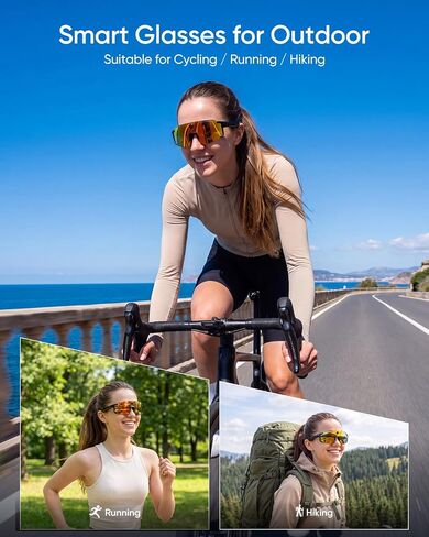 CJkao Smart Glasses with Camera, Bluetooth Music, AI Camera Glasses, Video Recording, Voice Assistant Control for Outdoor Sports in Kuwait