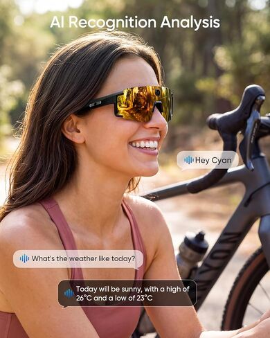 CJkao Smart Glasses with Camera, Bluetooth Music, AI Camera Glasses, Video Recording, Voice Assistant Control for Outdoor Sports in Kuwait