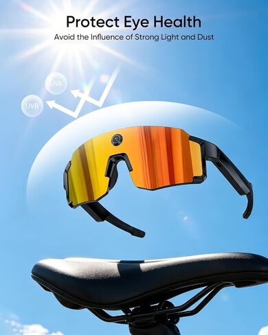 CJkao Smart Glasses with Camera, Bluetooth Music, AI Camera Glasses, Video Recording, Voice Assistant Control for Outdoor Sports in Kuwait