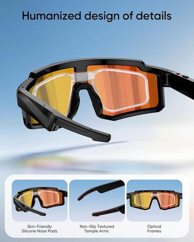 CJkao Smart Glasses with Camera, Bluetooth Music, AI Camera Glasses, Video Recording, Voice Assistant Control for Outdoor Sports in Kuwait