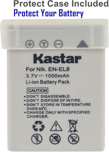 Kastar 1 Pack Battery and Charger with Car Adapter for Nikon EN-EL8 and Nikon Coolpix P1 P2 Coolpix S1 S2 S3 S5 S6 S7 S7c S8 S9 Coolpix S50 S50c Coolpix S51 S51c S52 S52c Cool-Station MV-11 MV-12 in Kuwait