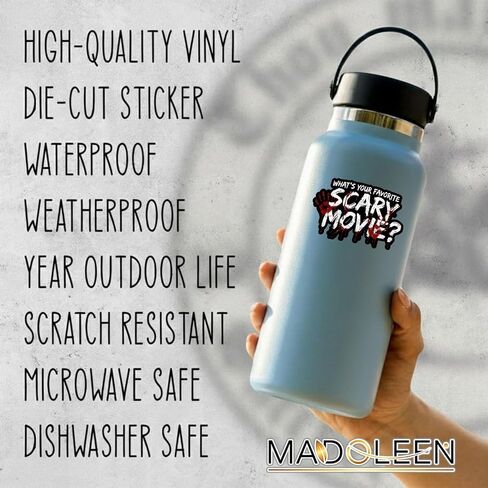 (5Pcs) What's Your Favorite Scary Movie Sticker 3 inch, Decor Gift for Halloween Waterproof Stickers Waterproof Vinyl Decal for Laptop, Water Bottles, Car, Phone in Kuwait