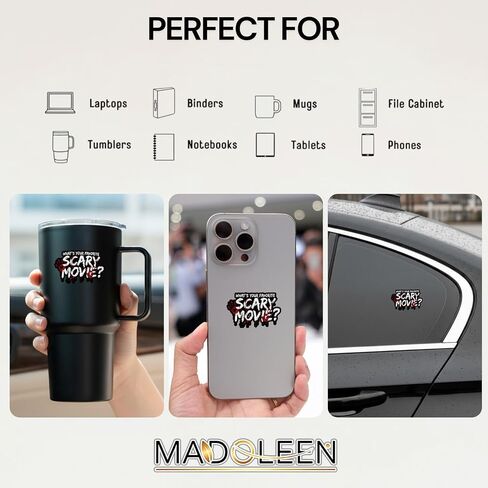 (5Pcs) What's Your Favorite Scary Movie Sticker 3 inch, Decor Gift for Halloween Waterproof Stickers Waterproof Vinyl Decal for Laptop, Water Bottles, Car, Phone in Kuwait
