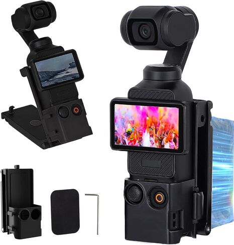 Magnetic Mount Stand Compatible with DJI Osmo Pocket 4/3/Xtra Muse, Quick-Release Pocket4/3 Accessories Clip Base Bracket with 1/4" Screw, Compatible with Tripods, Selfie Sticks, 180° Adjust, Black in Kuwait