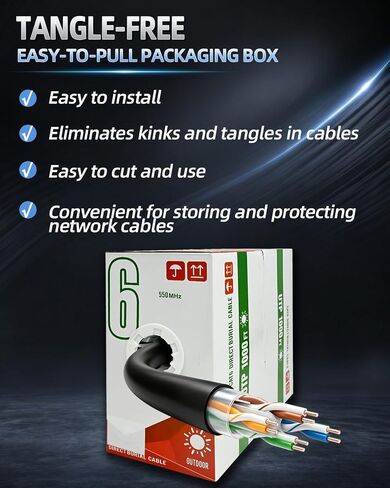 Cat6 Direct Burial Ethernet Cable 1000ft, UTP, Outdoor Waterproof in Kuwait