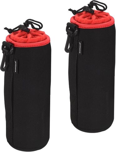 Camera Lens Bag (3.9" ID x 6.7") -Water Resistant Protective Drawstring Lens Pouch Soft Plush Neoprene Bag for DSLR Camera, Red in Kuwait