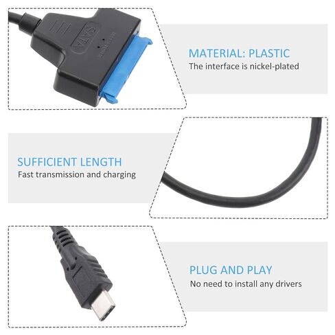 BESPORTBLE Type C to Serial Ata 3.0 Data Cable for 2.5 Inch Drives Black in Kuwait