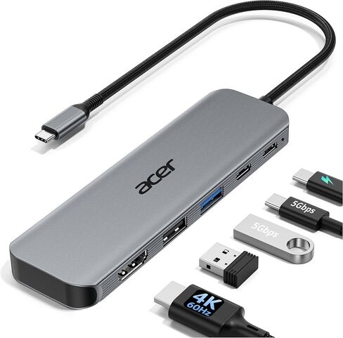 Acer 5-in-1 USB C Hub bunlde with USB C to HDMI 2.1 Cable 6.6FT (8K@60Hz 4K@240Hz) in Kuwait