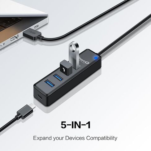 SmartQ 4-Port USB 3.0 Hub with 3-Foot Extension Cable, Compatible with Laptops, Windows PCs, Mac, Printers, External Hard Drives...… in Kuwait