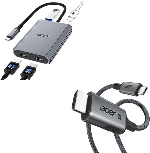 Acer 4-in-1 USB C Hub bundel with USB C to HDMI 2.1 Cable 6.6FT (8K@60Hz 4K@240Hz) in Kuwait
