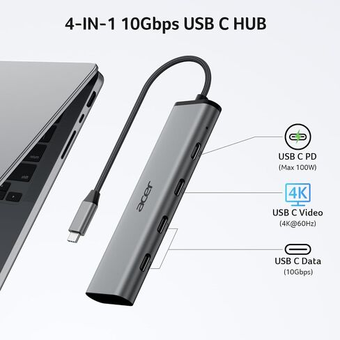 Acer 10Gbps USB C Hub with 4K@60Hz USB-C Display Bundle with USB C to HDMI 2.1 Cable 6.6FT (8K@60Hz 4K@240Hz) in Kuwait