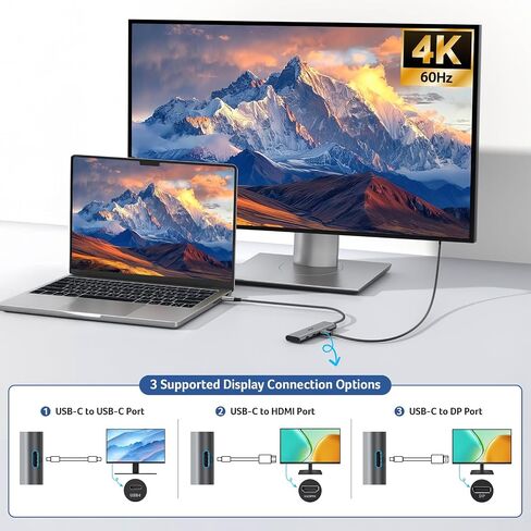 Acer 10Gbps USB C Hub with 4K@60Hz USB-C Display Bundle with USB C to HDMI 2.1 Cable 6.6FT (8K@60Hz 4K@240Hz) in Kuwait