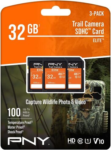PNY 32GB Elite U1 V10 SDHC Trail Camera Flash Memory Card 3-Pack, UHS-I in Kuwait