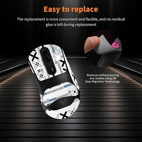 NOUKAJU Mouse Grip Tape Full Coverage for Rapoo VT3PRO MAX, Self-Adhesive Sweat-Resistant Professional Mice Upgrade Kit,Mouse Feet Skates(Foot pad + White Mouse Grip Tape) in Kuwait