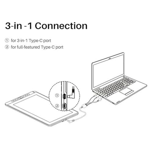 3-in-1 Cable Suitable for Huion Kamvas Pro 16 4K/Kamvas Pro 16 Plus 4K UHD Graphics Drawing Tablet, Not Compatible with Kamvas Pro 16 in Kuwait