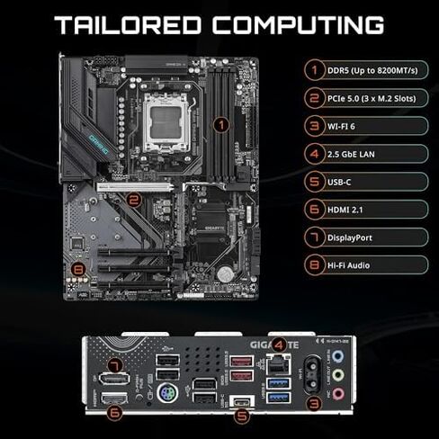 Micro Center CPU Motherboard Memory Combo: AMD Ryzen 7 7800X3D CPU Processor + GIGABYTE B850 Gaming Motherboard + KLEVV Urbane V RGB DDR5 32GB 6000MHz CL30 Ram Memory White in Kuwait