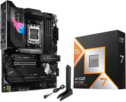 Micro Center CPU Motherboard Memory Combo: AMD Ryzen 7 9800X3D CPU Processor + ASUS ROG Strix X870E-E R2 Gaming WiFi Motherboard + KLEVV Bolt V DDR5 32GB (2x16GB) 6000MHz CL28 Desktop Ram Memory White in Kuwait